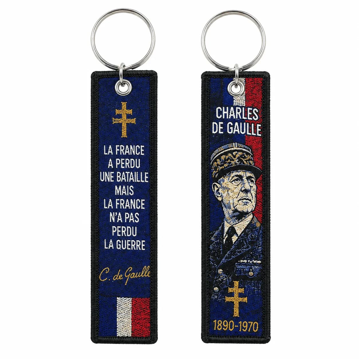 Porte-clé Tissé “La France n’a pas perdu la guerre” – Charles de Gaulle