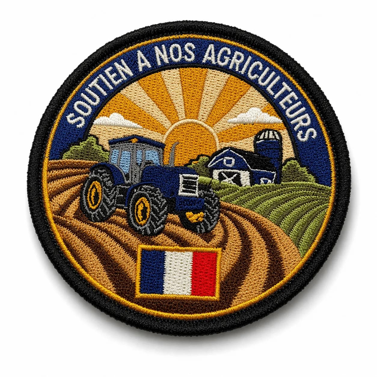 Écusson Brodé « Soutien à nos agriculteurs » – Hommage au monde agricole français