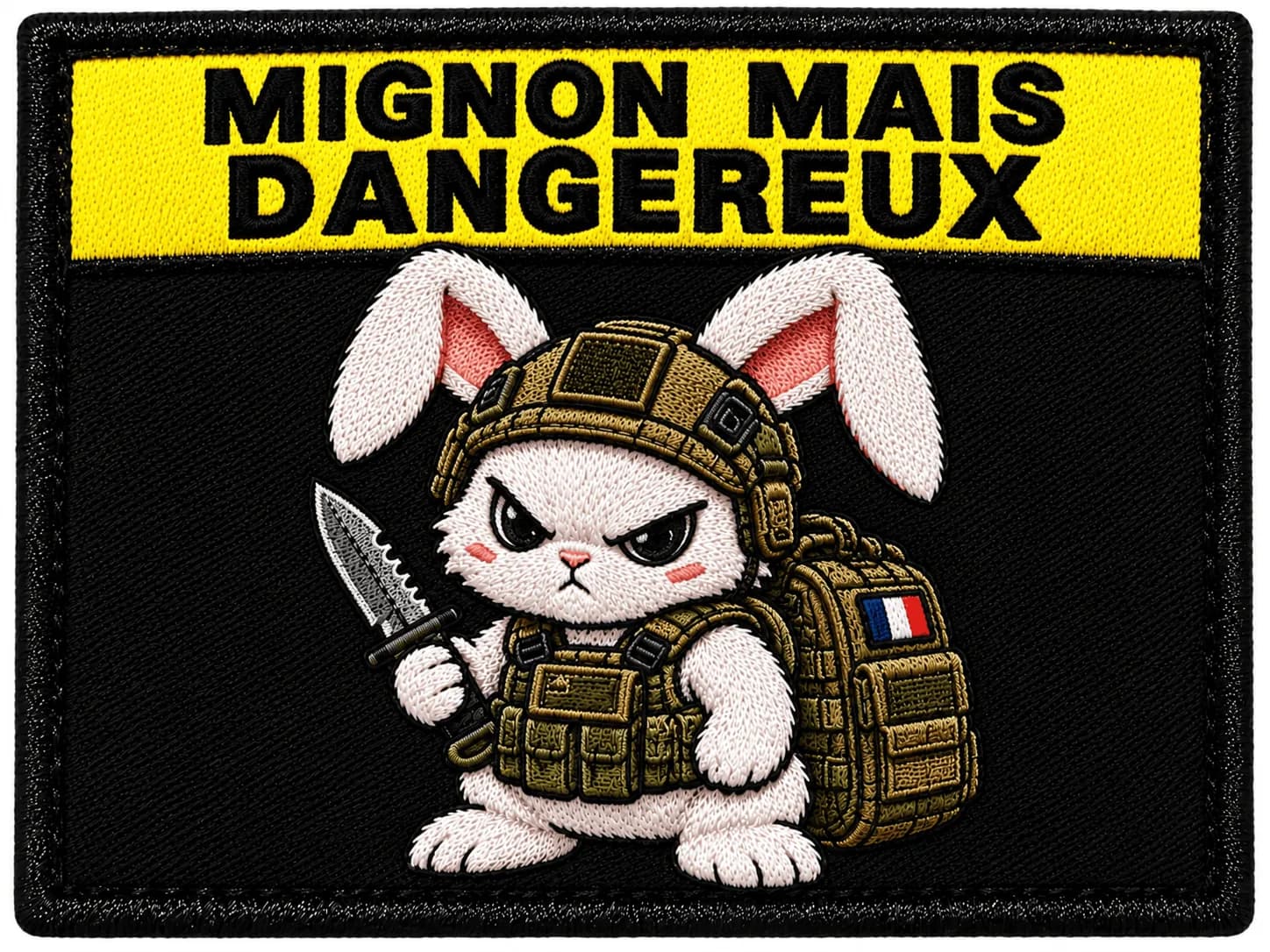 Écusson « Mignon mais dangereux » – Lapin Tactique